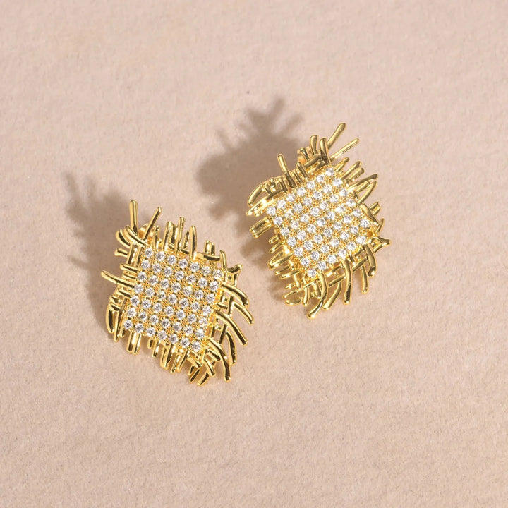 BowLift | 14k Braided Diamond Square Earrings