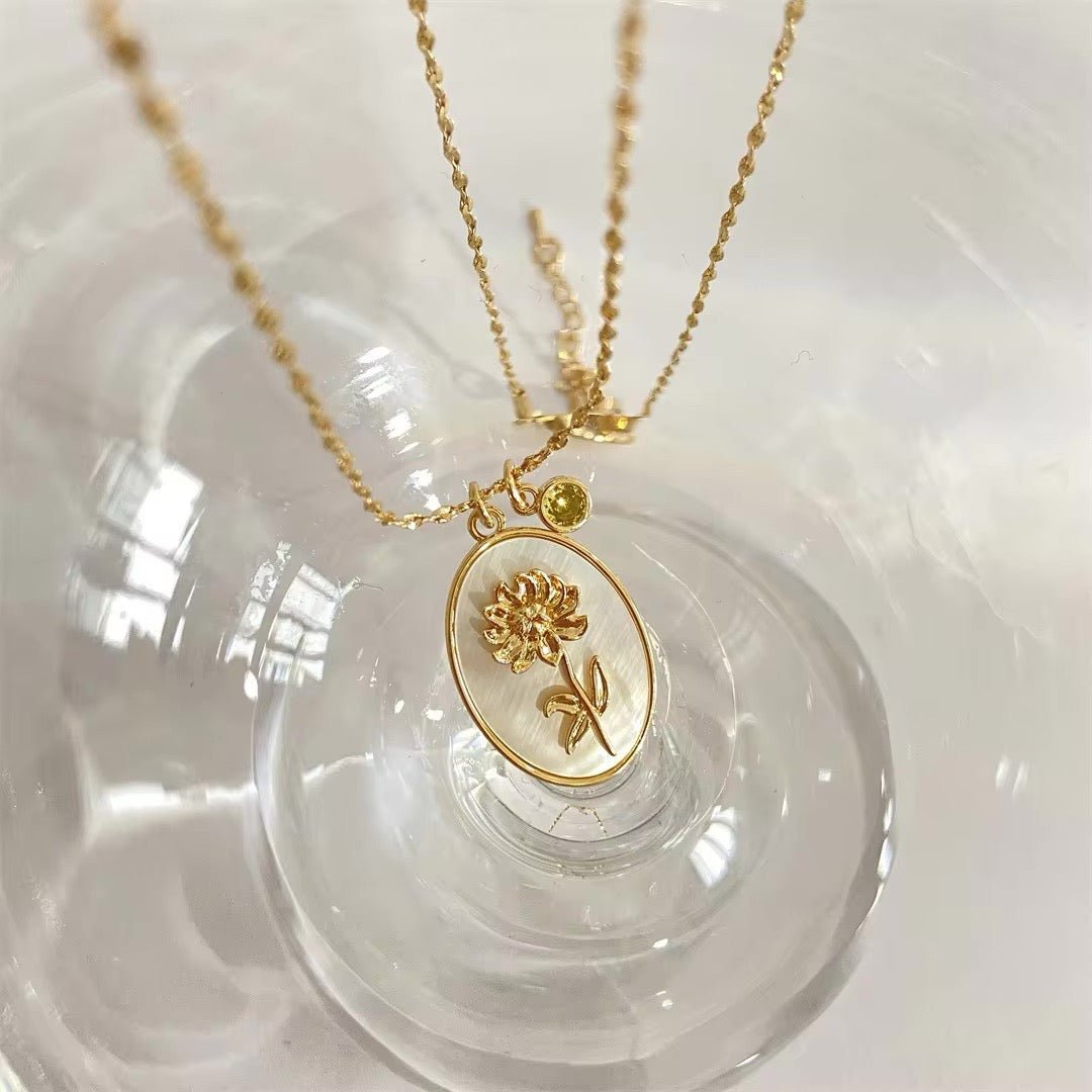 BowLift | 14k Dainty Birth Month Stone & Flower Charm Necklace
