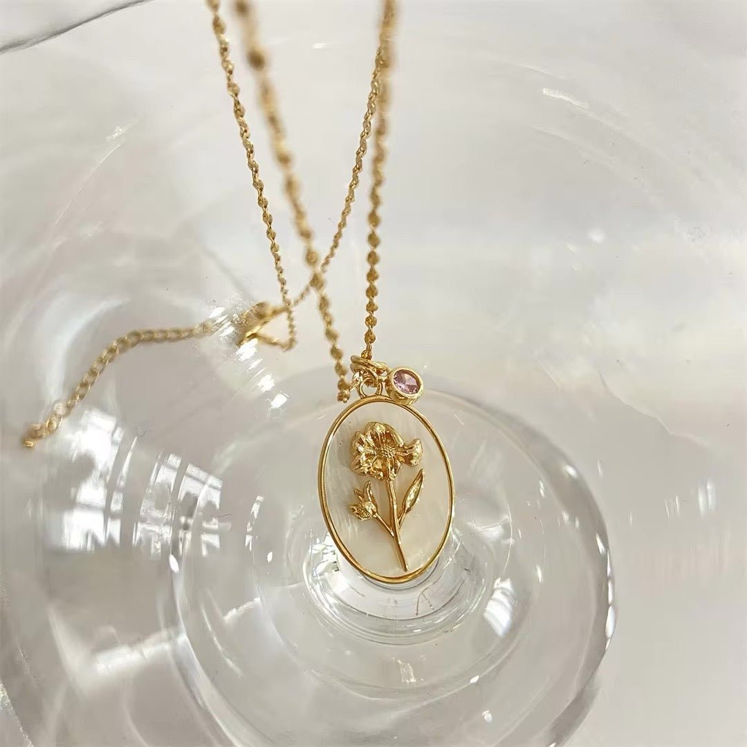 BowLift | 14k Dainty Birth Month Stone & Flower Charm Necklace