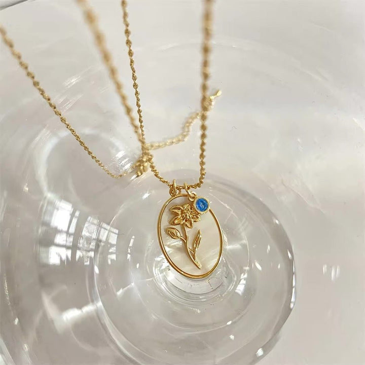 BowLift | 14k Dainty Birth Month Stone & Flower Charm Necklace