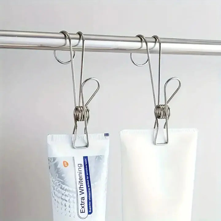 BowLift | 15 pieces | Stainless steel clips with hooks – Safe hanging & space-saving storage