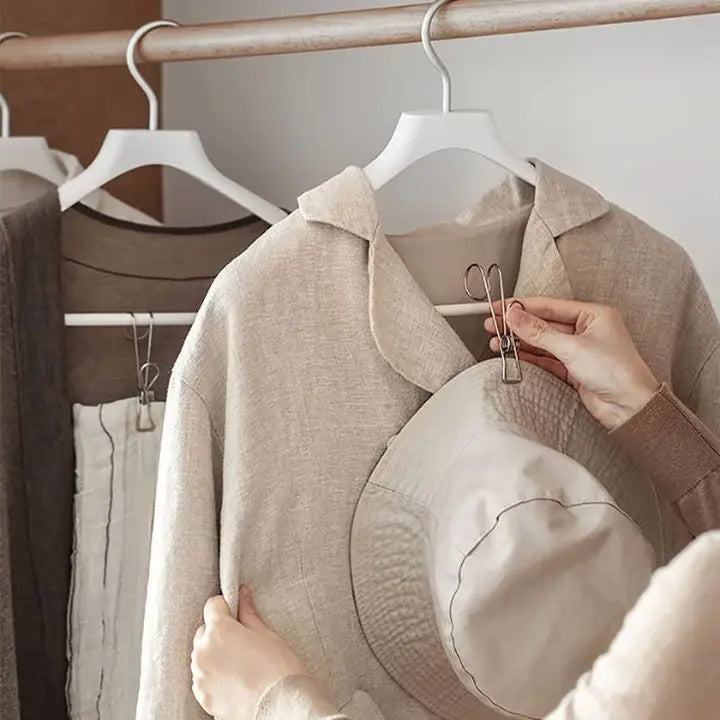 BowLift | 15 pieces | Stainless steel clips with hooks – Safe hanging & space-saving storage