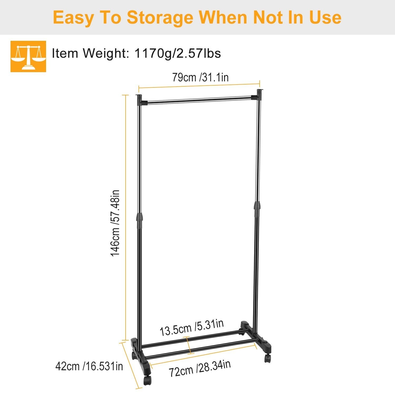 BowLift | 15 kg./33 lbs. height-adjustable clothing rack