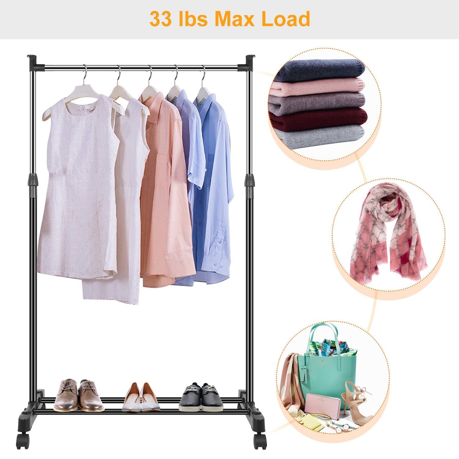 BowLift | 15 kg./33 lbs. height-adjustable clothing rack