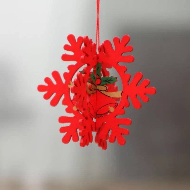 BowLift | Christmas tree small pendant wooden five-pointed star bell pendant gift Christmas decoration wooden