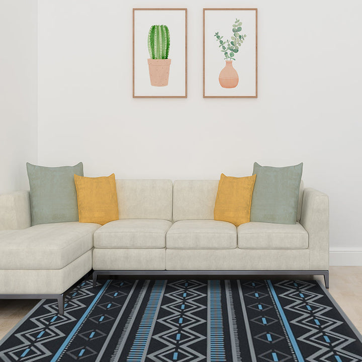 BowLift | Warmer Brown Americana Tribal Rug Striped Geometric Polyester Pet Friendly Stain Resistant Area Rug for Accent Area