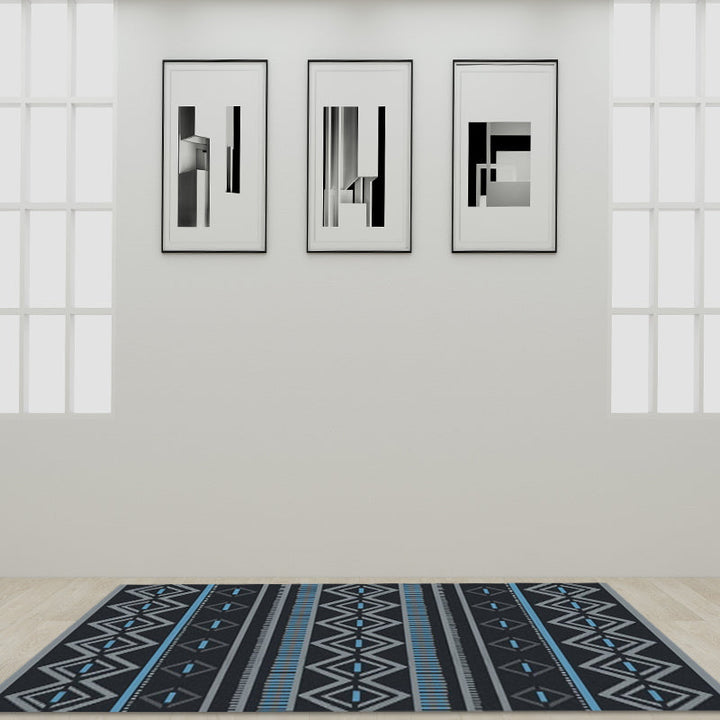 BowLift | Warmer Brown Americana Tribal Rug Striped Geometric Polyester Pet Friendly Stain Resistant Area Rug for Accent Area