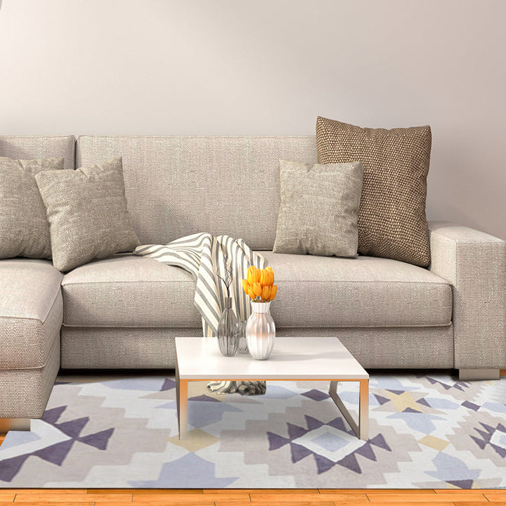 BowLift | Southwestern Aztec Tokens Tribal Rug with Geometric Diamond Synthetic Anti-slip Pet-friendly Area Rug for Living Room