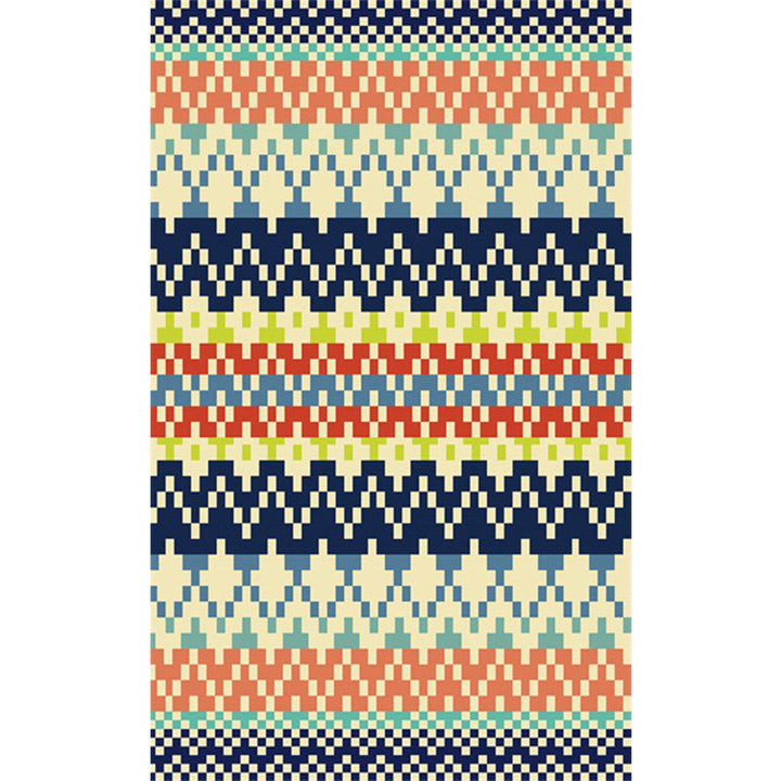 BowLift | Southwest Striped Tribal Geometric Carpet Stain Resistant Power Loom Area Rug for Bedroom in Green and Orange