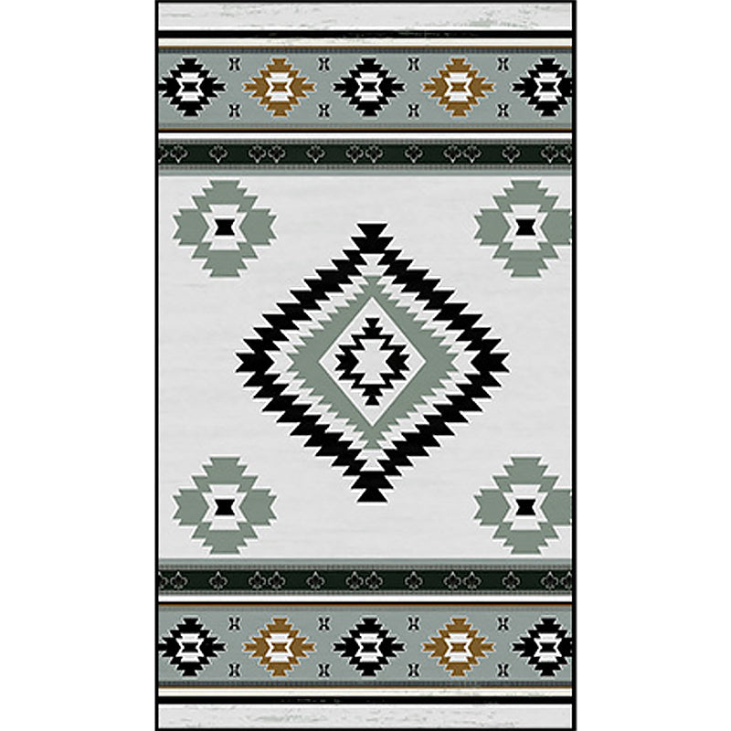 BowLift | Green Tribal Diamond Rug Decorative Vintage Flooring Synthetic Anti-Skid Pet-Friendly Area Rug for the Living Room