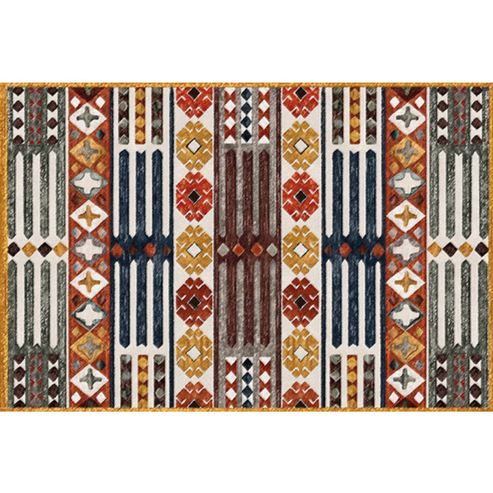 BowLift | Brown Carnival Tribal Carpet Striped Geometric Flooring Carpet Fabric Non-Slip Powerloom Carpet for the Living Room