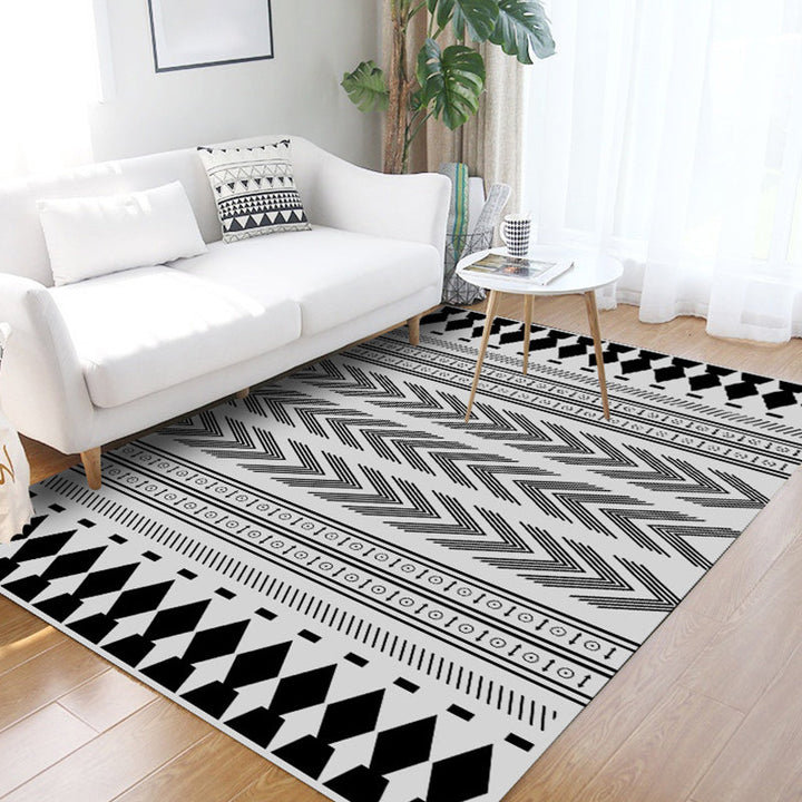 BowLift | Striped Chevron Washable Rug for the Living Room Southwest Americana Pet-Friendly Rug in Black and White