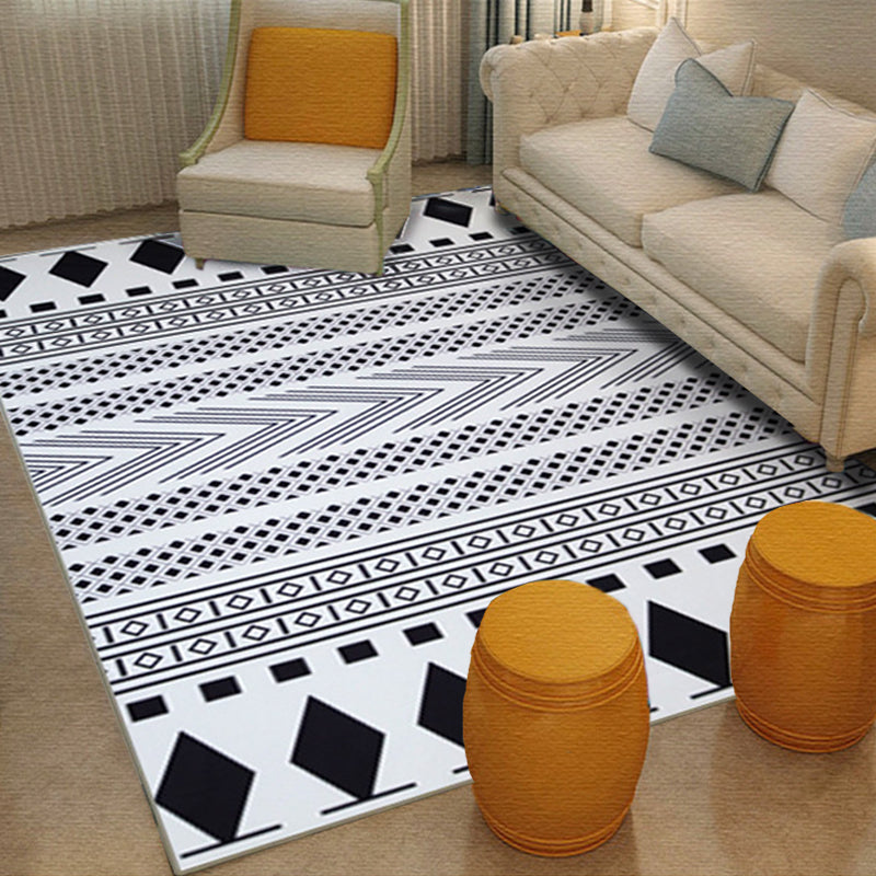 BowLift | Diamond Geometric Rug Southwestern Americana Area Rug for Bedroom Black and White Fabric Stain Resistant Rug