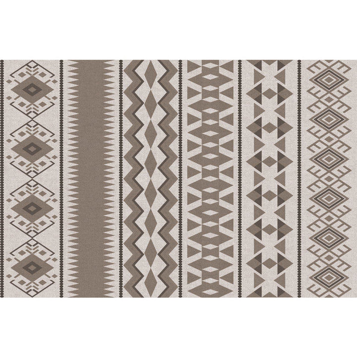 BowLift | Southwestern tribal brown carpet striped geometric diamond washable stain-resistant synthetic carpet for the living room