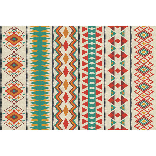 BowLift | Indian Tribal Orange and Green Rug Striped Geometric Area Rug Fabri Pet Friendly Stain Resistant Indoor Carpet