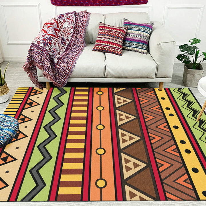 BowLift | Dark Red Americana Tribal Carpet Striped Geometric Polyester Pet Friendly Stain Resistant Rug for Accent Area