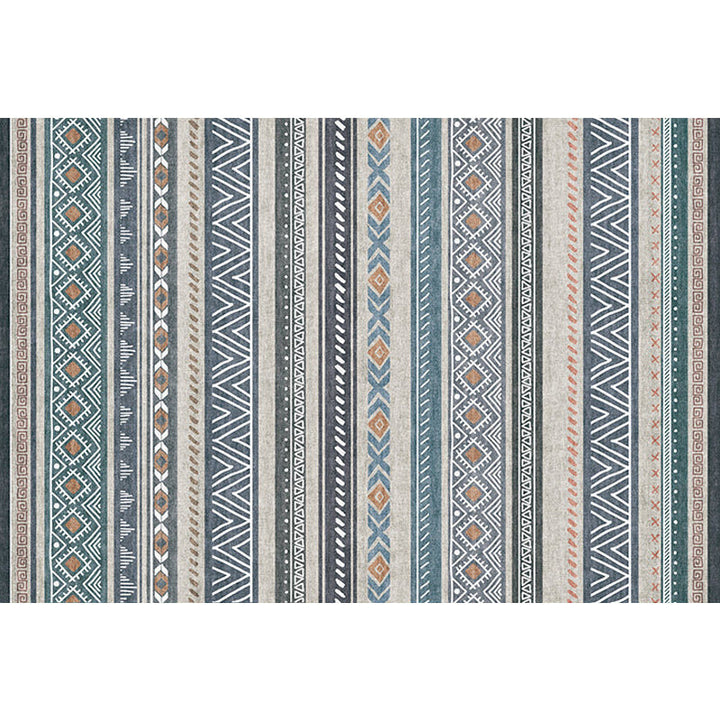 BowLift | Bohemian Style Indoor Rug Striped Geometric Shine Rug with Zigzag Lines and Diamond Synthetic Non-Slip Rug