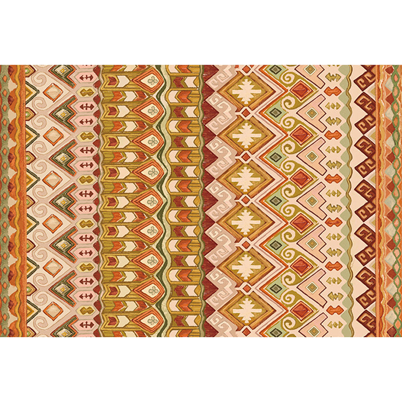 BowLift | Orange Americana Indoor Mat Striped Indian Tribal Graphic Rug with Feather Headscarf Synthetic Non-Slip Backing Rug