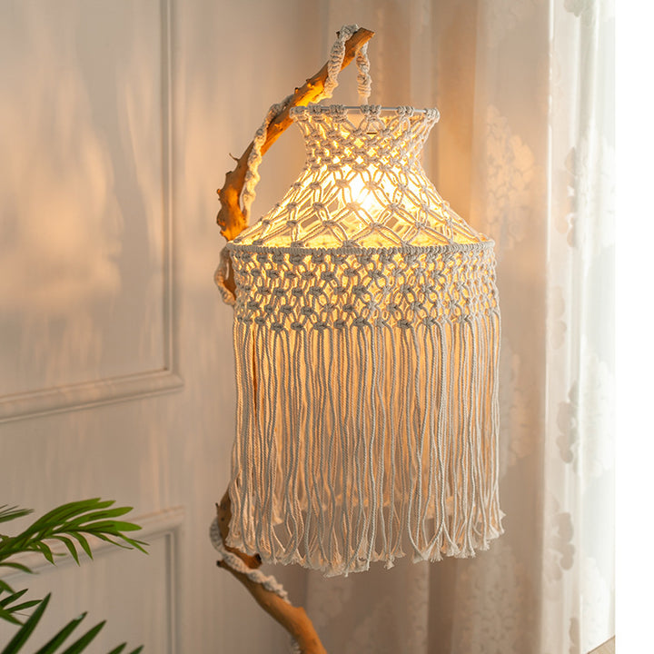 Macramé Hanging Pendant Light Bowlift