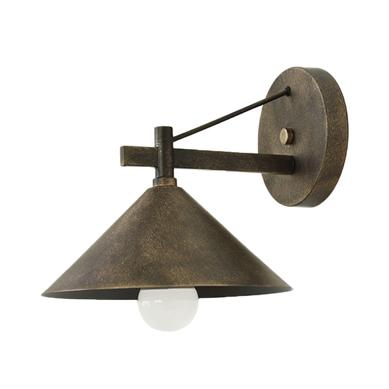 BowLift | 1 Metal Wall Lamp Light Industrial Aged Silver/Bronze Cone Dining Room Lighting Fixture
