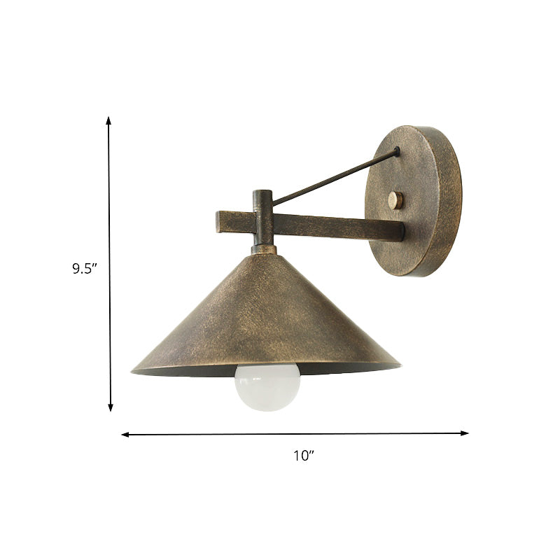 BowLift | 1 Metal Wall Lamp Light Industrial Aged Silver/Bronze Cone Dining Room Lighting Fixture