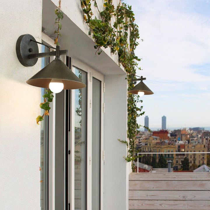 BowLift | 1 Metal Wall Lamp Light Industrial Aged Silver/Bronze Cone Dining Room Lighting Fixture