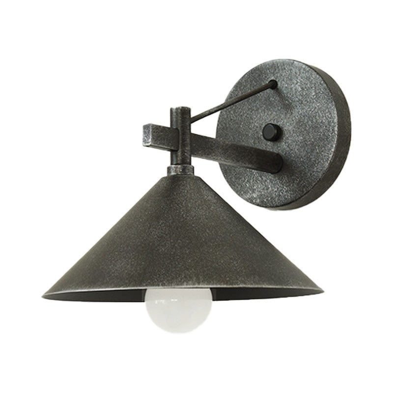 BowLift | 1 Metal Wall Lamp Light Industrial Aged Silver/Bronze Cone Dining Room Lighting Fixture