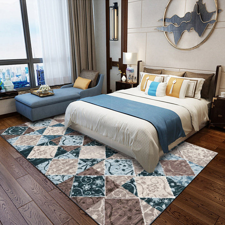 BowLift | Moroccan Living Room Rug Colorful Petal Diamond Pattern Rug Polyester Non-slip Flooring