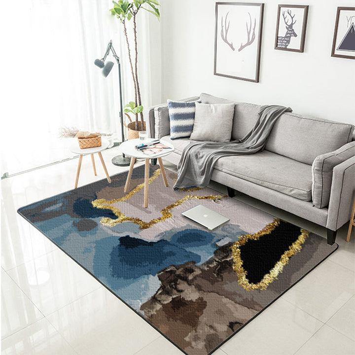 Nordic Modern Carpet in Brown Abstract Painting Print Carpet Polyester Washable Carpet for Home Decor | Bowlift