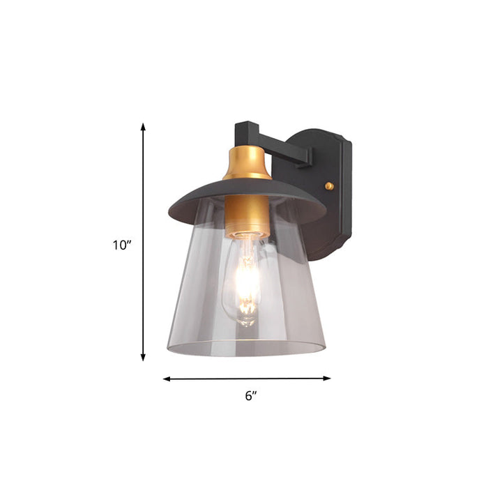 BowLift | Clear Glass Black Wall Lamp Lighting Cylinder/Half Circle/Rectangle 1-Light Industrial Light Fixture, 6"/8" Wide