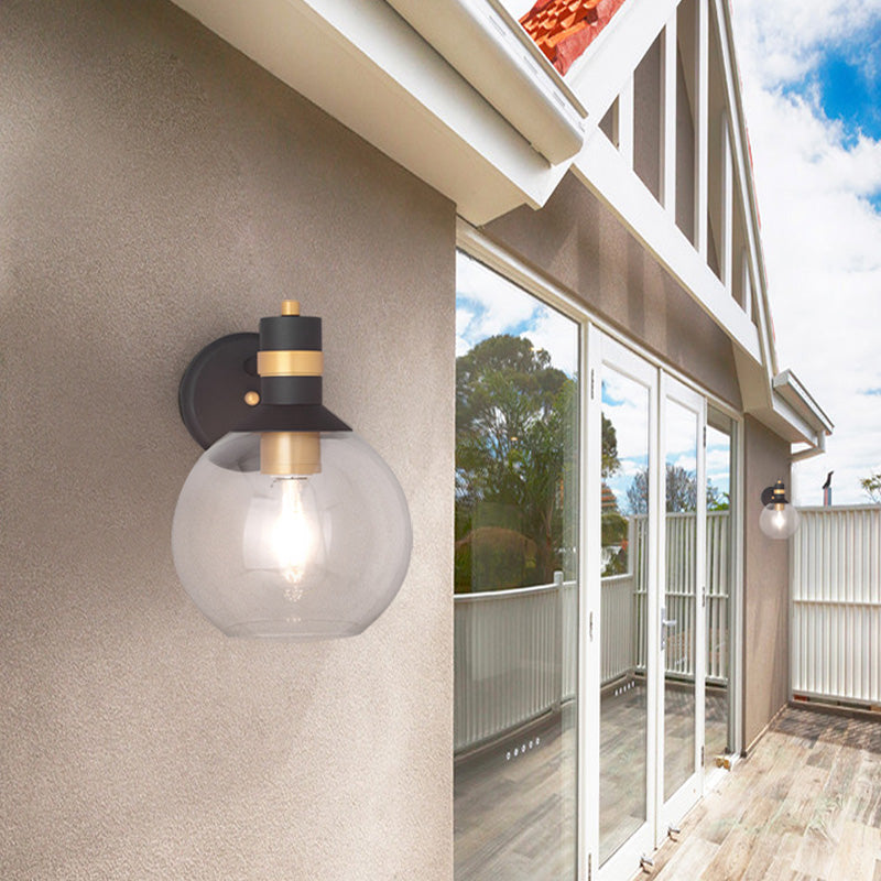 BowLift | Clear Glass Black Wall Lamp Lighting Cylinder/Half Circle/Rectangle 1-Light Industrial Light Fixture, 6"/8" Wide
