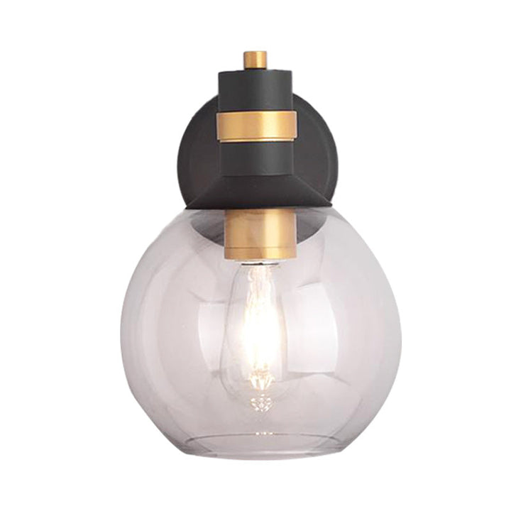 BowLift | Clear Glass Black Wall Lamp Lighting Cylinder/Half Circle/Rectangle 1-Light Industrial Light Fixture, 6"/8" Wide