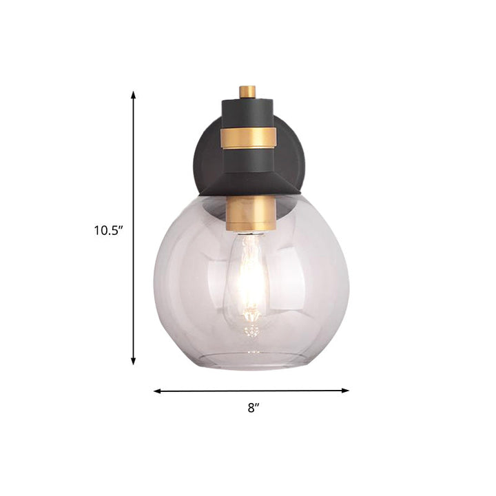 BowLift | Clear Glass Black Wall Lamp Lighting Cylinder/Half Circle/Rectangle 1-Light Industrial Light Fixture, 6"/8" Wide