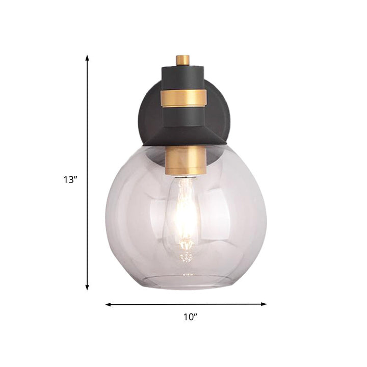 BowLift | Clear Glass Black Wall Lamp Lighting Cylinder/Half Circle/Rectangle 1-Light Industrial Light Fixture, 6"/8" Wide