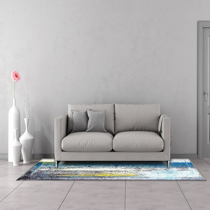 Gray Bedroom Rug Modern Abstract Watercolor Pattern Rug Polyester Washable Rug | Bowlift