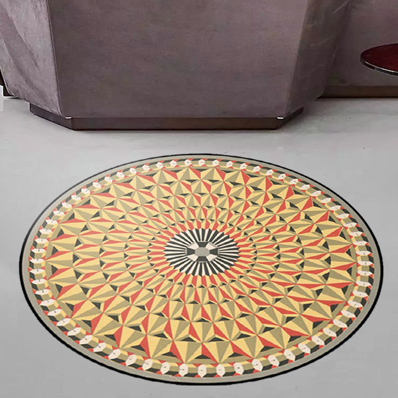 BowLift | Moroccan floral geometric rug yellow polyester rug non-slip backing area rug for bedroom