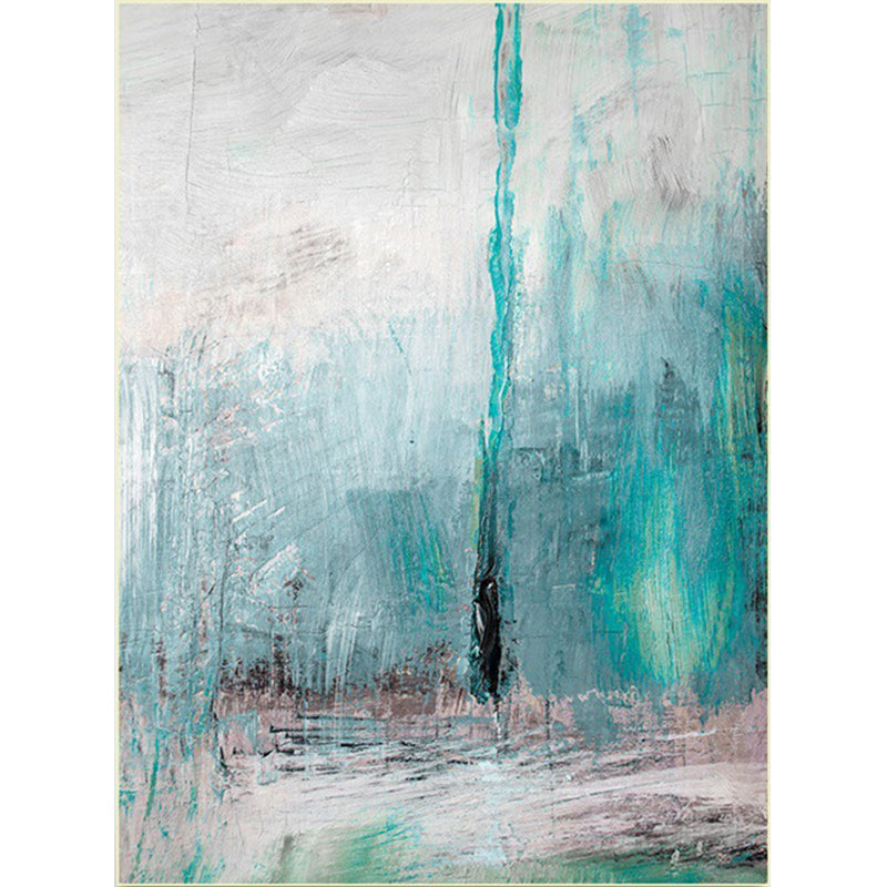 White and blue bedroom rug modern abstract oil painting pattern area rug polyester washable rug | Bowlift