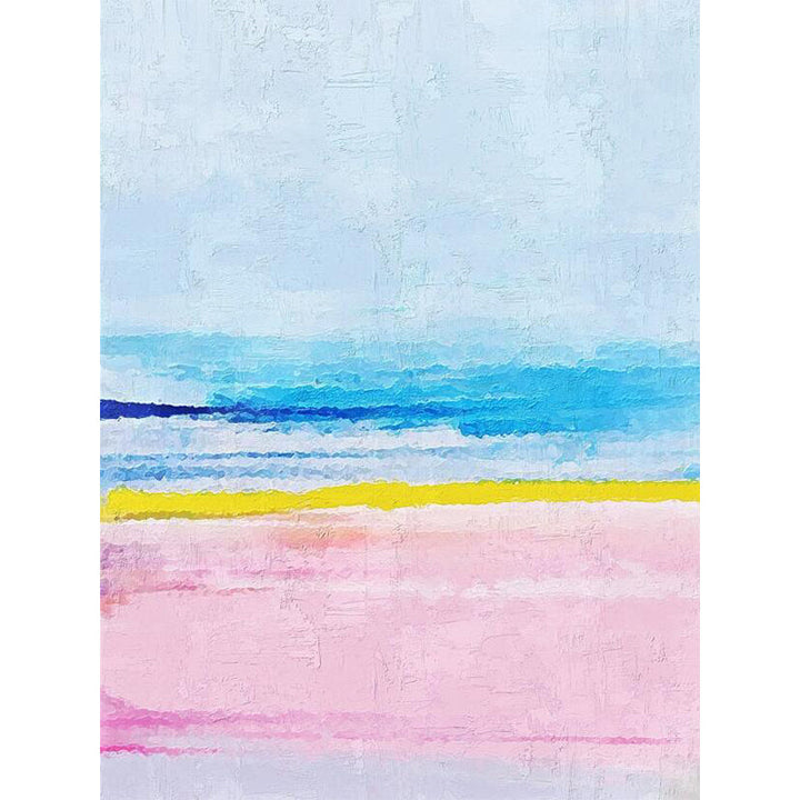 Scandinavian modern rug in blue and pink abstract painting print rug washable polyester rug for home decor | Bowlift