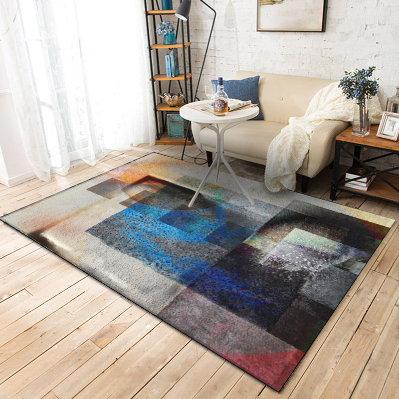 Modern decorative rug in ivory with abstract rust pattern rug polyester washable area rug | Bowlift