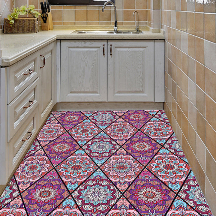 BowLift | Purple Bedroom Rug Moroccan Floral Diamond Pattern Rug Polyester Non-Slip Back Rug