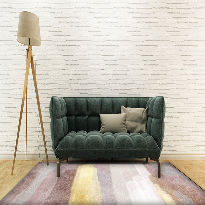 Modern living room rug in pink Abstract watercolor pattern rug Polyester washable rug | Bowlift