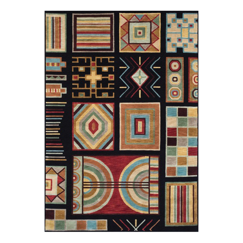 BowLift | Oriental Geometric Diamond Pattern Rug in Black Moroccan Rug Polyester Non-Slip Back Rug for Bedroom
