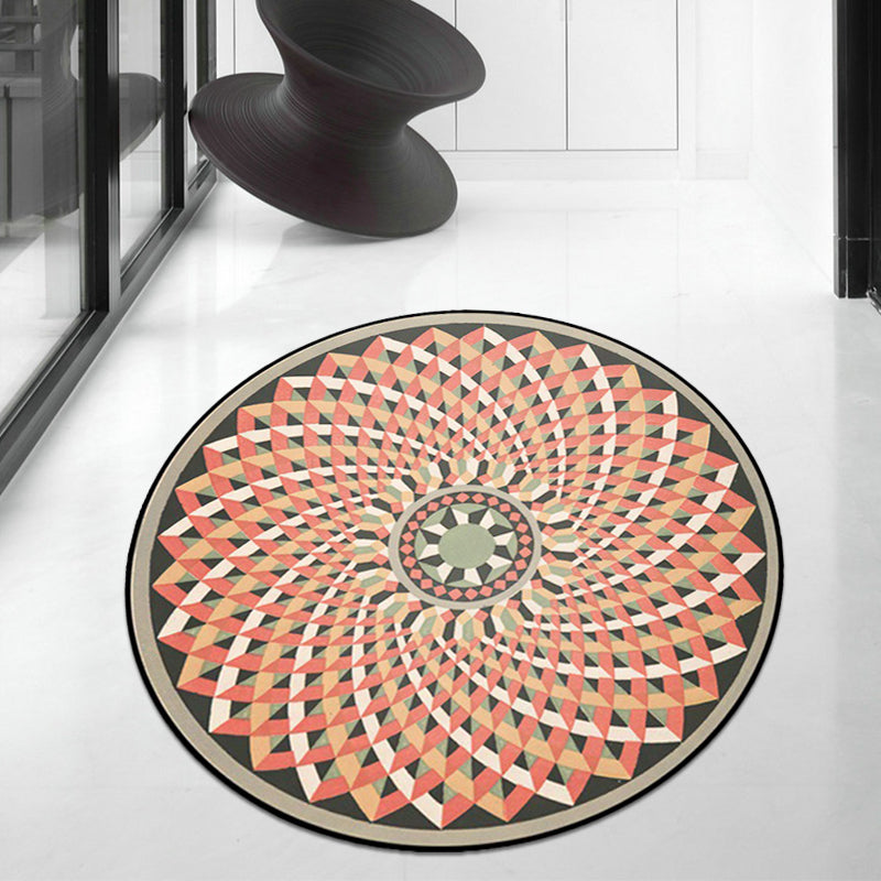 BowLift | Orange and pink Moroccan carpet polyester flower rug non-slip backing rug for living room
