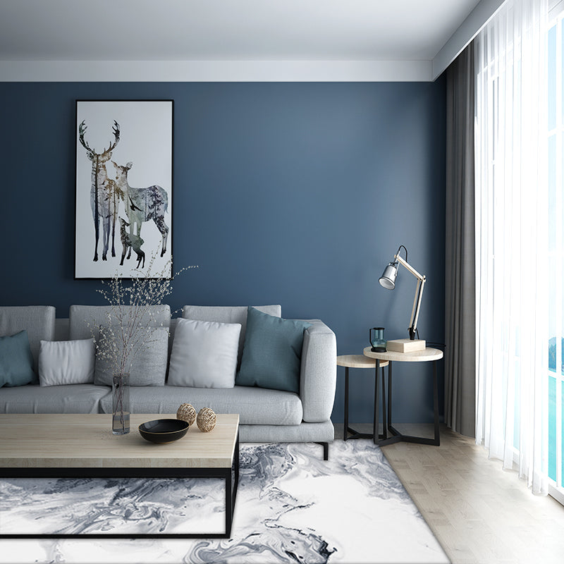 Simple modern carpet in white and gray abstract oil painting print carpet polyester washable carpet for home decor | Bowlift