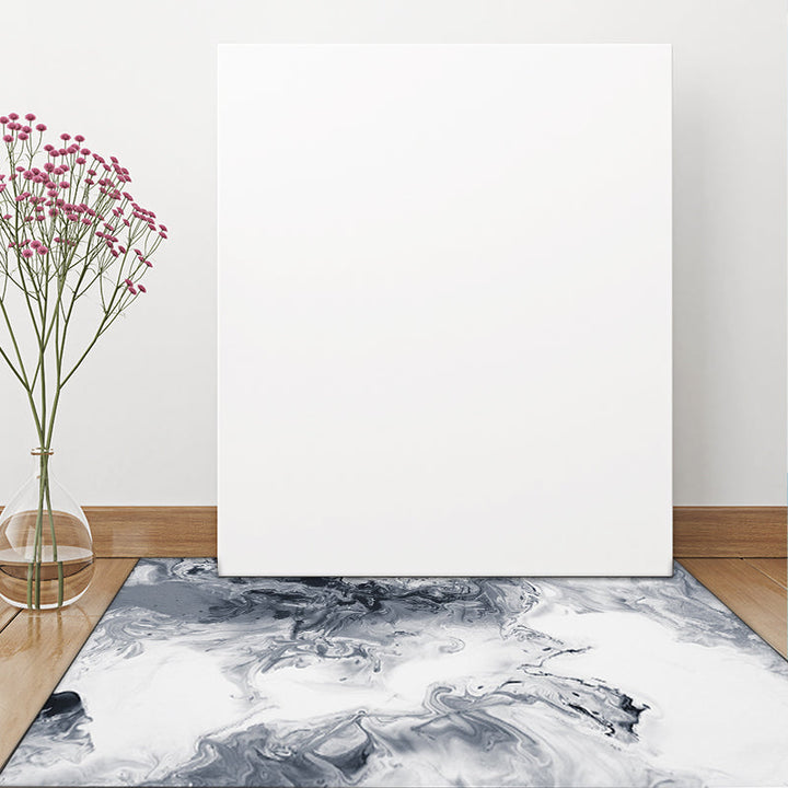 Simple modern carpet in white and gray abstract oil painting print carpet polyester washable carpet for home decor | Bowlift