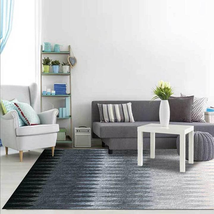 Black and Blue Bedroom Carpet Modern Abstract Diamond Pattern Area Rug Polyester Washable Carpet | Bowlift