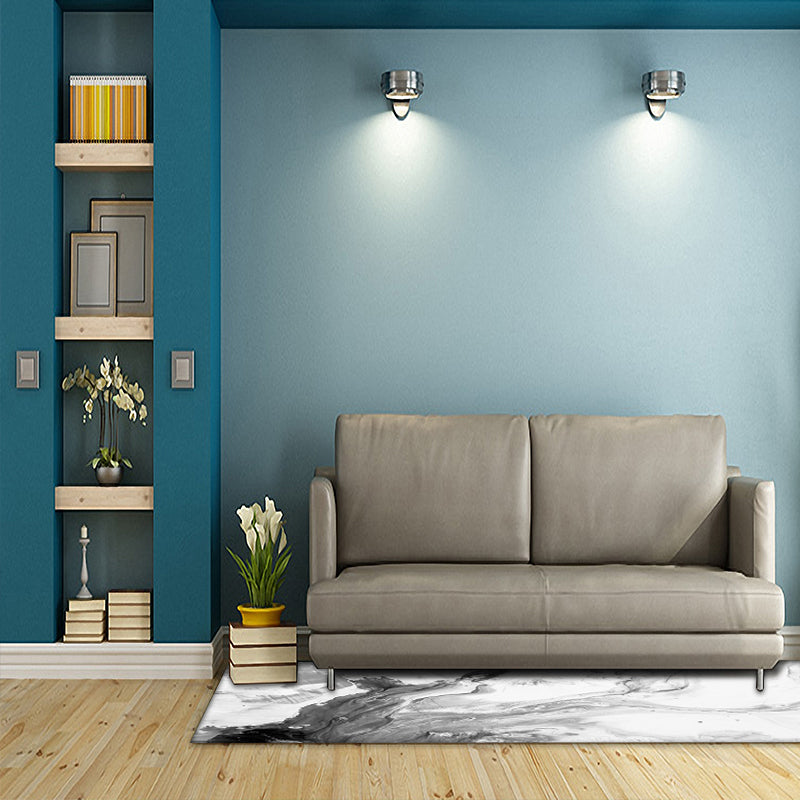 Casual modern rug in white abstract oil painting print rug made of washable polyester rug for home decor | Bowlift