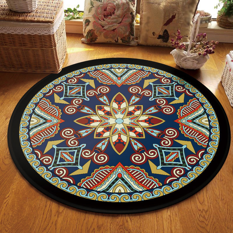 BowLift | Blue and Black Americana Rug Polyester Southwestern Rug non-slip backing Rug for Bedroom