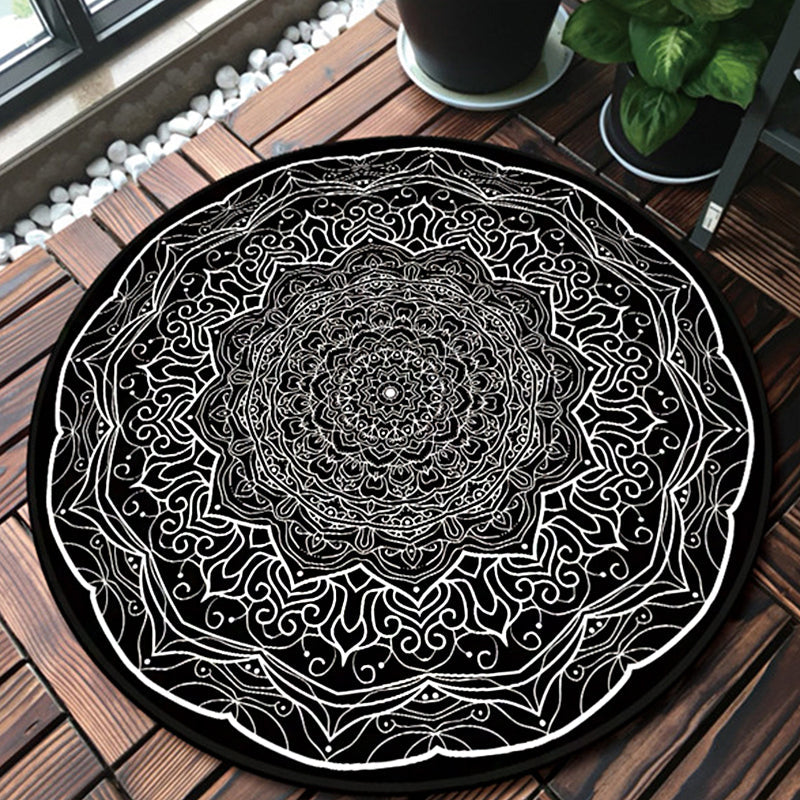 BowLift | American Southwestern Carpet Black and White Polyester Carpet Washable Area Rug for Living Room