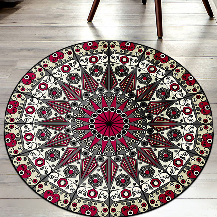 BowLift | Moroccan Flower Carpet White and Red Polyester Carpet Non-Slip Backing Machine Washable Carpet for Bedroom